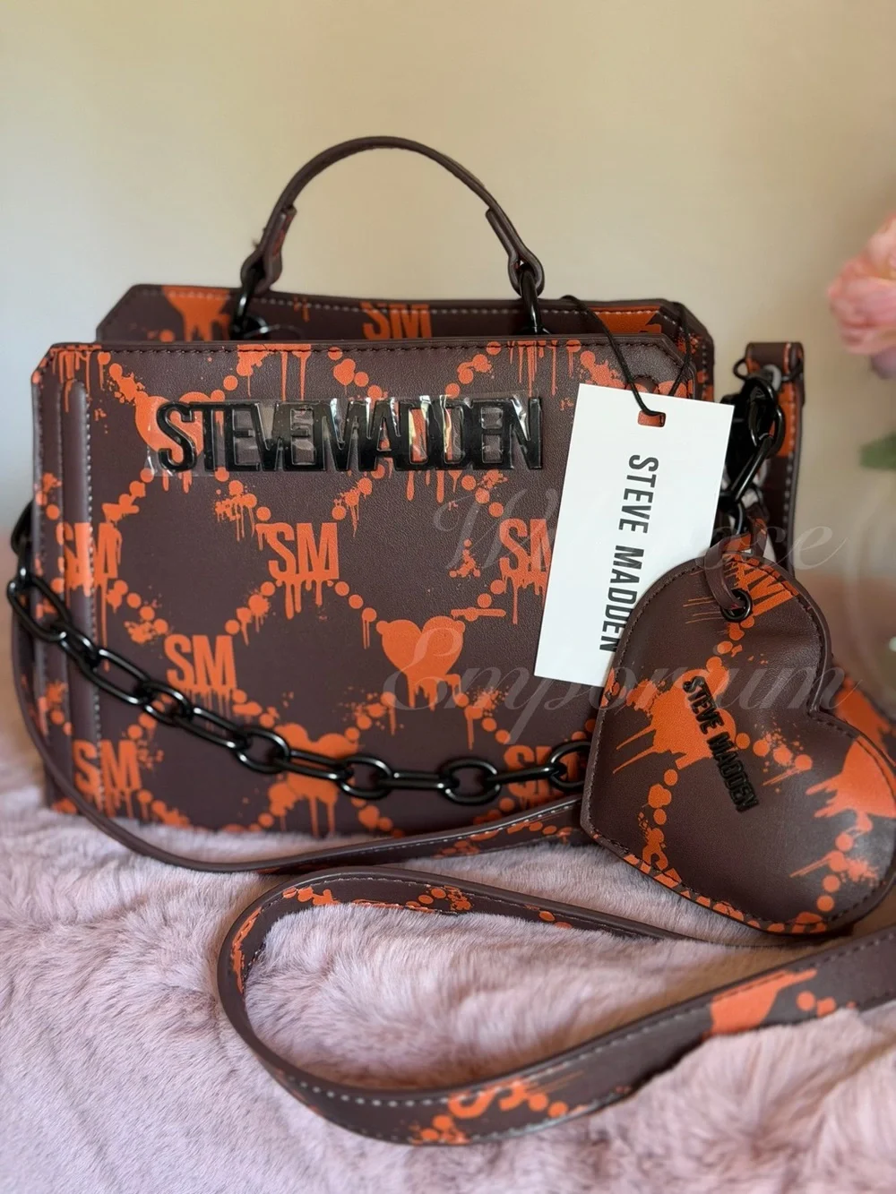 Viral Halloween Steve Madden Bevelyn Dripping Bleeding Hearts satchel orange